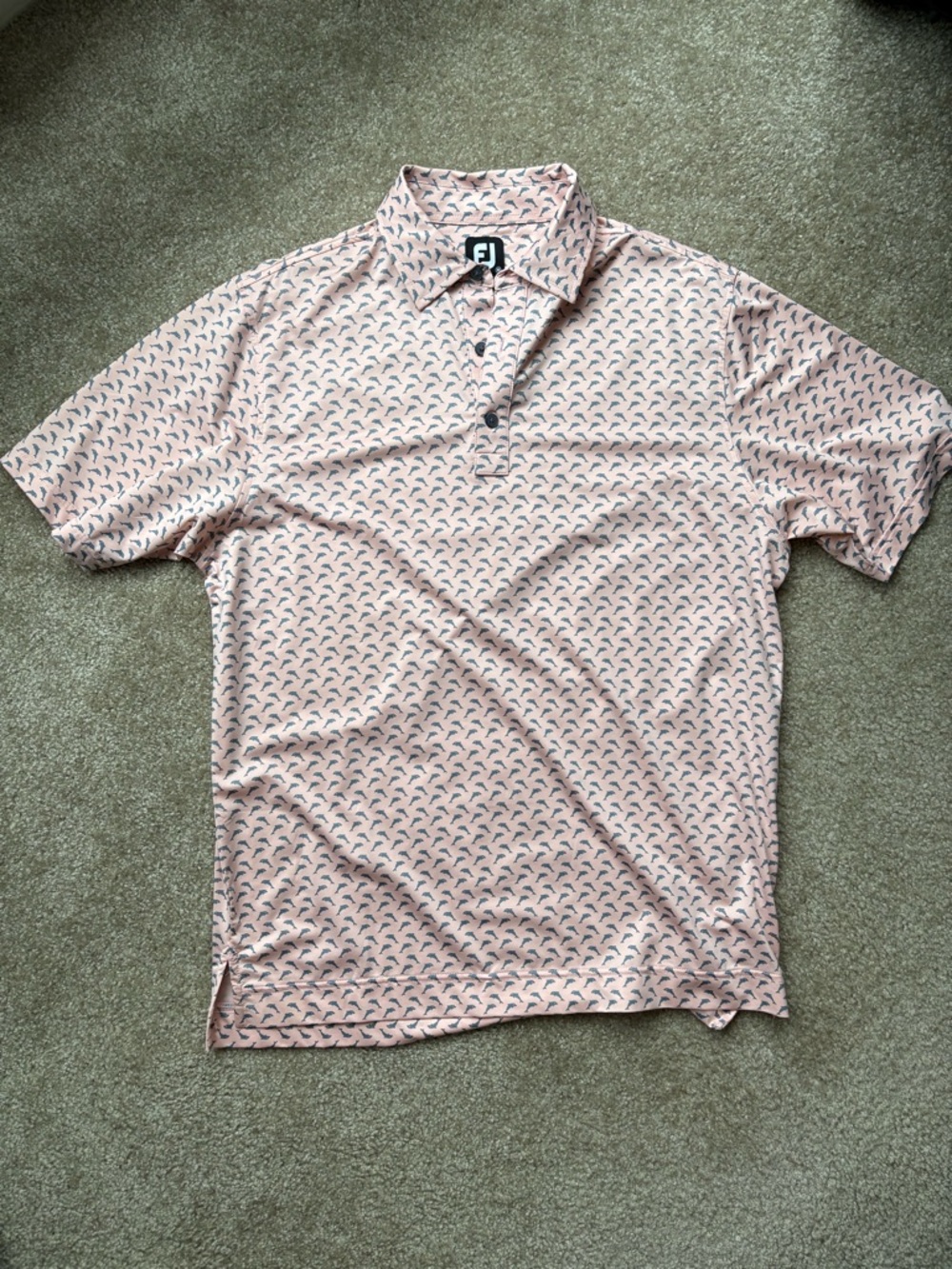 FootJoy Light Pink Polo with Dolphin Microprint